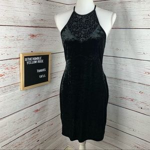 NWT Free People Black Velvet High Neck Mini Dress Size M